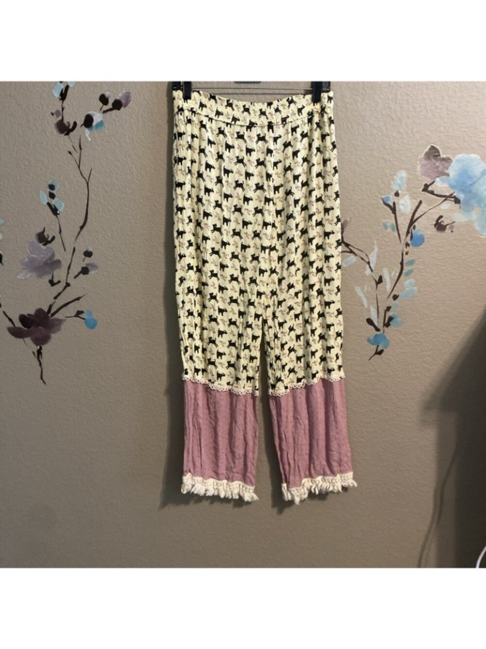natural life mimi patchwork pants M palazzo puppies patchwork - Picture 4 of 8